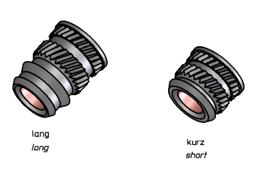 threaded inserts with knurl long and short
